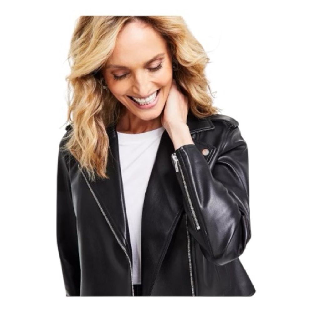 INC INTERNATIONAL CONCEPTS Burgundy/Wine Vegan Jacket, Size L. - Picture 4 of 12